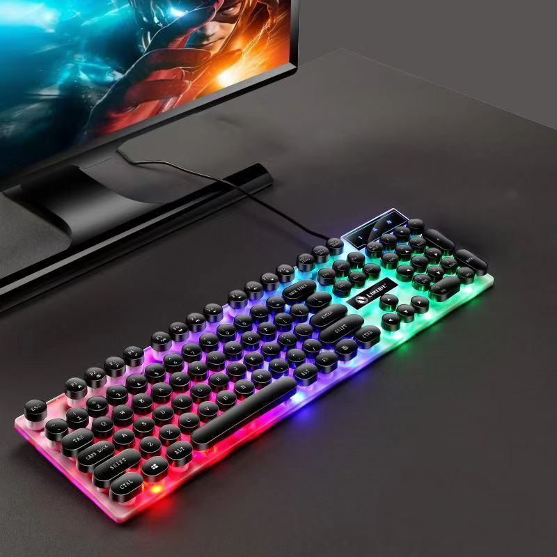キーボードとマウスのセット、クールなゲームフィール、メカニカル、カラフル、ユニバーサル、ラップトップ、デスクトップ、キーボードとマウス、有線|undefined