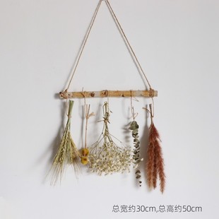 Birch Branch Dried Flower Pendant Wall Decorations Wall Hanging Hemp Rope Home Wall Hanging Dried Flower Plant Wall Decorations Small Horse