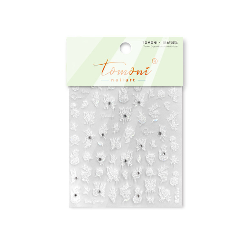 Nail Art New Crystal Diamond Nail Sticker 3D 3D 3D Sensación de uñas Advanced Rose Butterfly Jewelry Sticker al por mayor