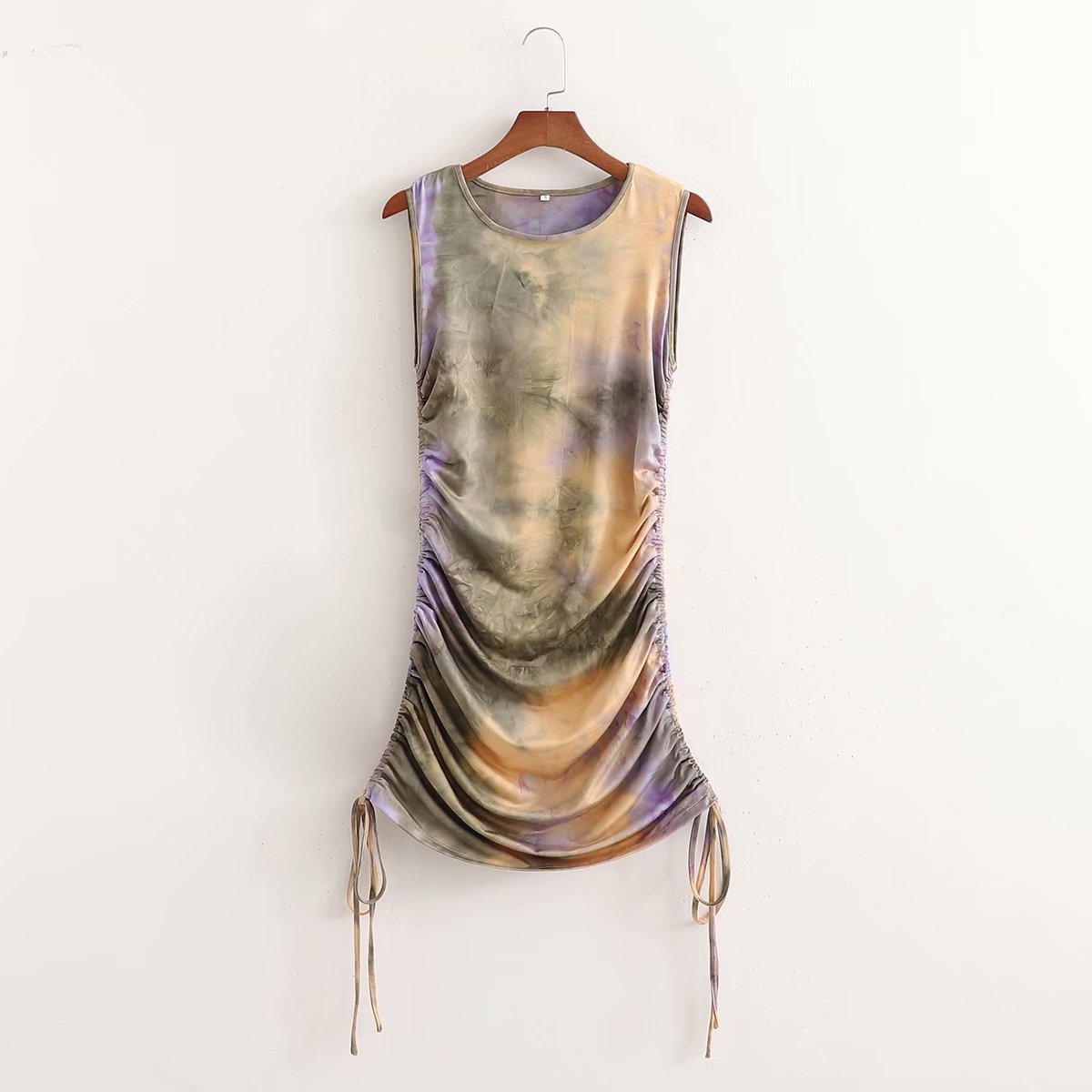 spring tie-dye drawstring slim dress NSAM47486