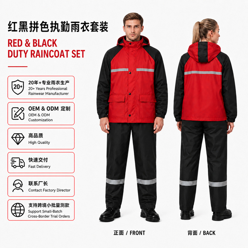 Cross-border full-body duty rain suit, thickened for heavy rain protection, breathable and suitable for outdoor duty, cycling, and rain protection, available for both men and women