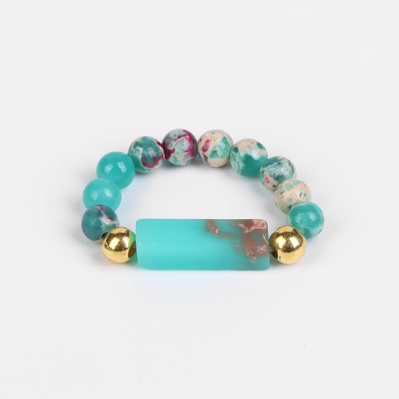 Daily Occasion Ethnic Style Round Natural Stone Beaded Rings 1 Piece