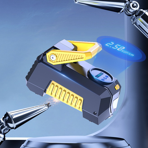 Portable high-power and high-pressure car-mounted inflator with lighting car-mounted double-cylinder air pump inflator