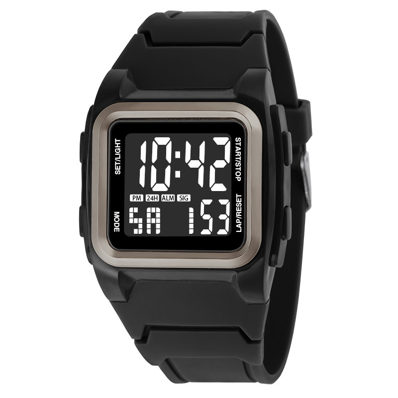 Nuevo cuadrado estudiante digital cronometraje reloj electrónico moda deportes al aire libre montañismo alarma luminoso reloj electrónico