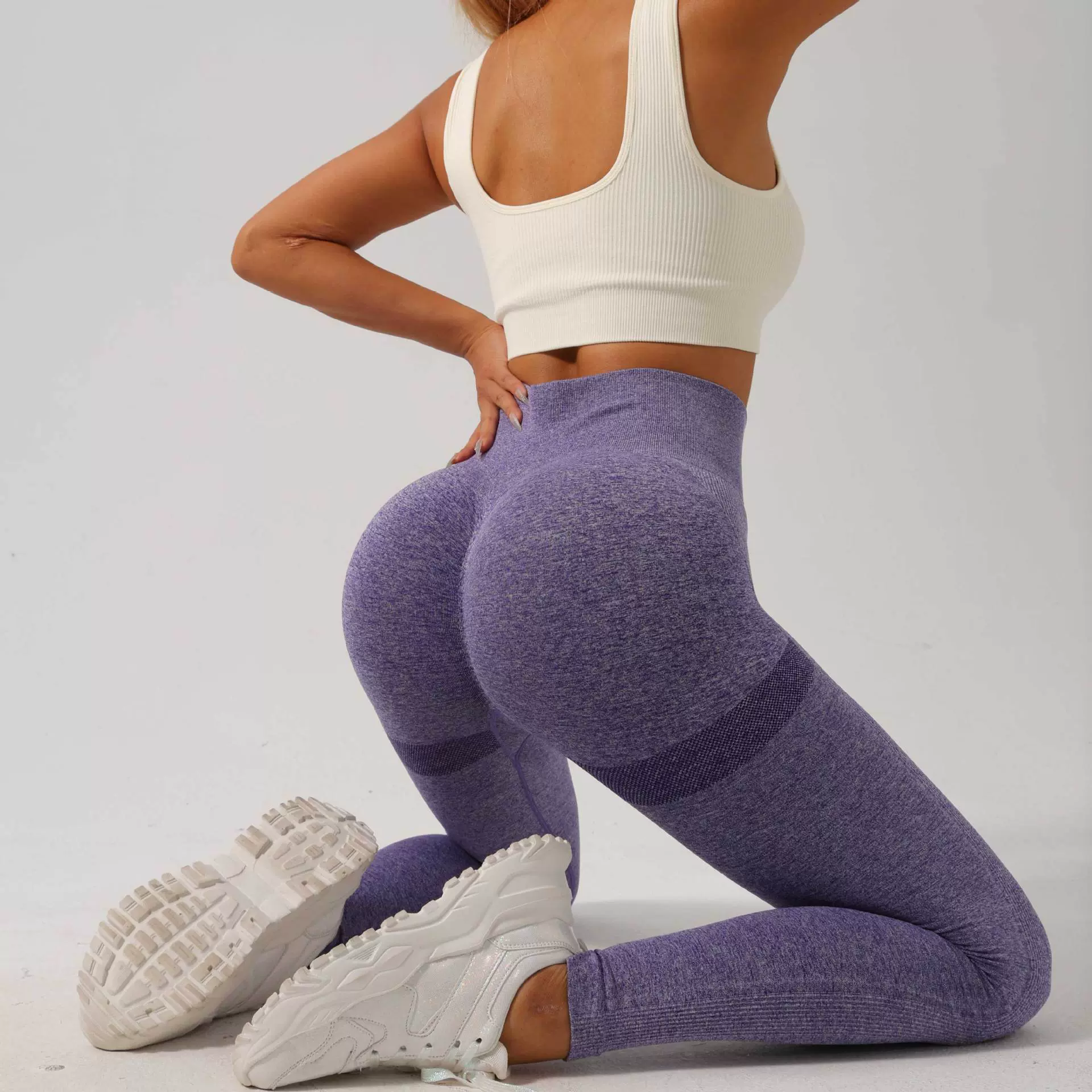 秋夏款11色美背文胸背心运动内衣速干笑脸裤健身跑步瑜伽裤套装女