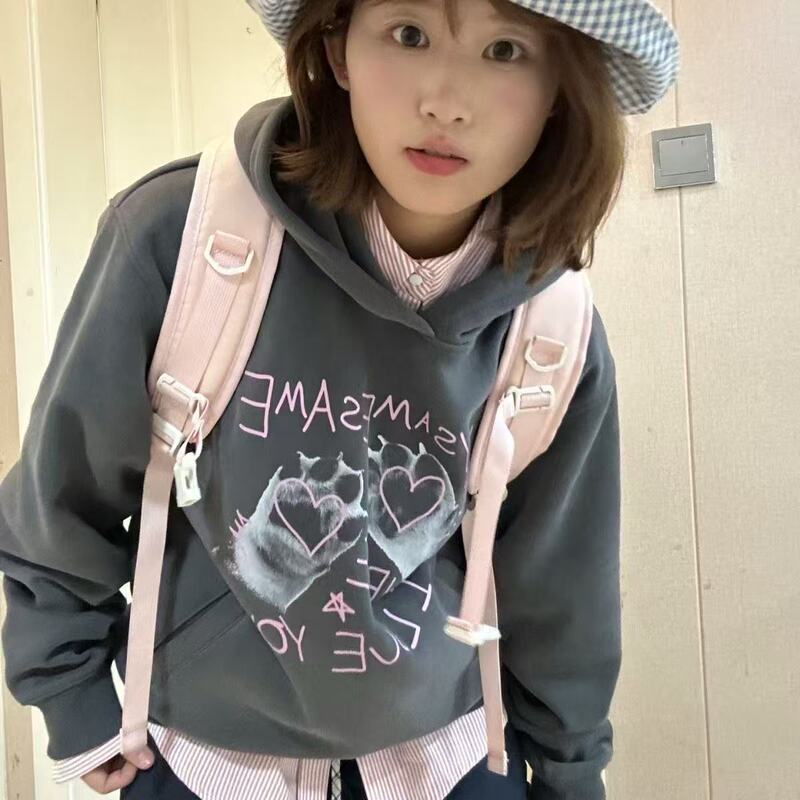 Cat Claw Letter Print Hooded Sweatshirt for Men and Women, Loose Casual American Style Lazy Versatile Jacket Cat Claw Letter Print Hooded Sweatshirt for Men and Women, Loose Casual American Style Lazy Versatile Jacket