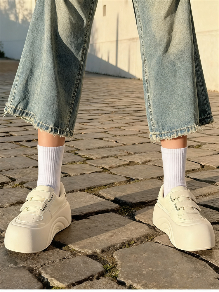 Scarpe platform stile pane donna velcro cloud bianco_voghion.com