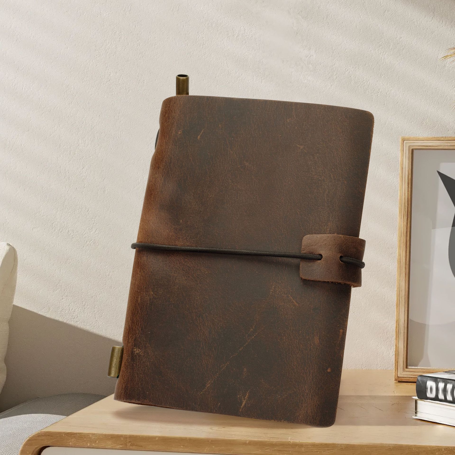 Cuaderno retro nostálgico corto transfronterizo a5 al por mayor primera capa de piel de vaca Crazy Horse bloc de notas de hojas sueltas correa diario