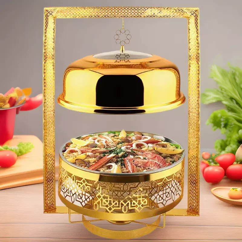 圆形保温加热炉不锈钢吊盖酒精家用布菲炉酒店餐厅自助餐炉餐具