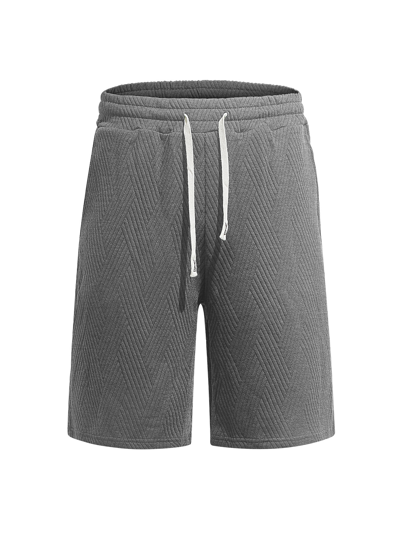 Monochrome Man- Cross-Border Solid Color Jacquard Knitted Hooded Sleeveless European And American Casual Sports Vest Shorts Set_viptrois.com