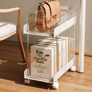 Multi-Purpose Mobile Bookshelf with Canvas, 2 Layers, Desk Storage Scene