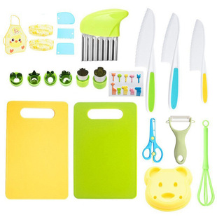In stock children's plastic knife cake knife fruit knife small chopping board kindergarten vegetable cutting knife cutting board bread dessert knife