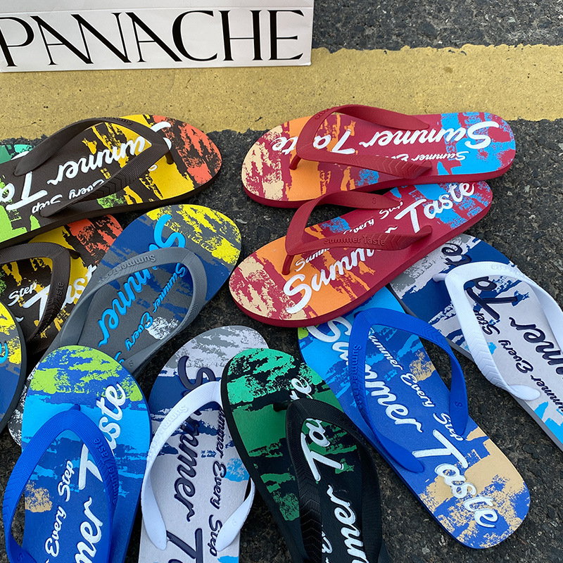 New Graffiti Flip-Flops Men's Summer Fashionable Outer Wear Men's Flip-Flops Distinctive Non-Slip Slippers Trendy Beach Sandals New Graffiti Flip-Flops Men's Summer Fashionable Outer Wear Men's Flip-Flops Distinctive Non-Slip Slippers Trendy Beach Sandals