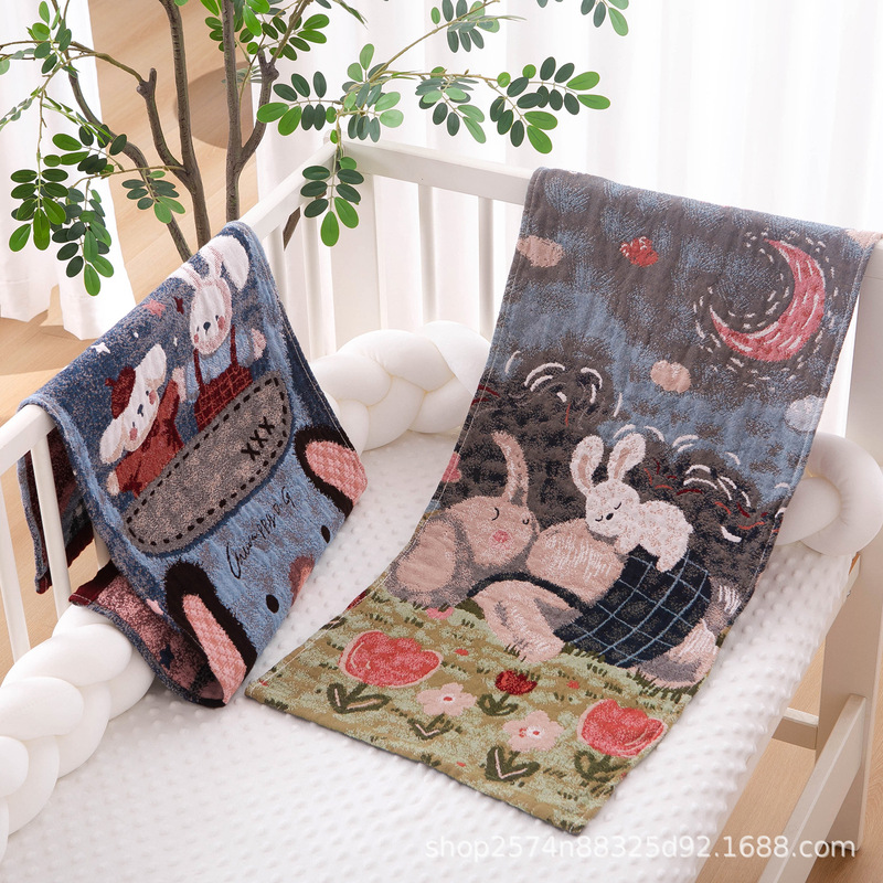 Pure Cotton Gauze Adult Towel Plus Cartoon Adult Cotton Absorbent Bath Face Wash Household Class a Towel Wholesale