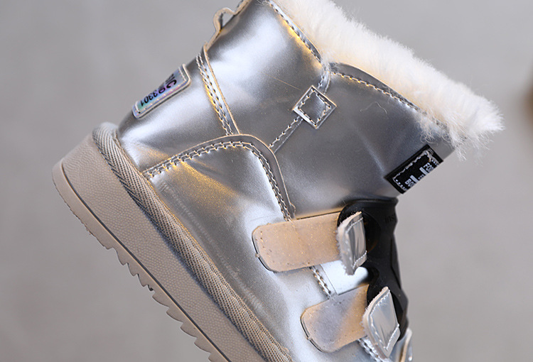 Children's snow boots New fashion girls' boots plus fleece thickened ankle boots waterproof boys' shoes cotton shoes_voghion.com