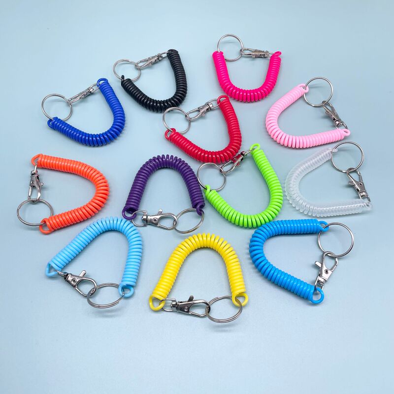 Spot plastic anti-lost telephone line Spring rope key chain mobile phone lanyard key chain candy color spring rope
