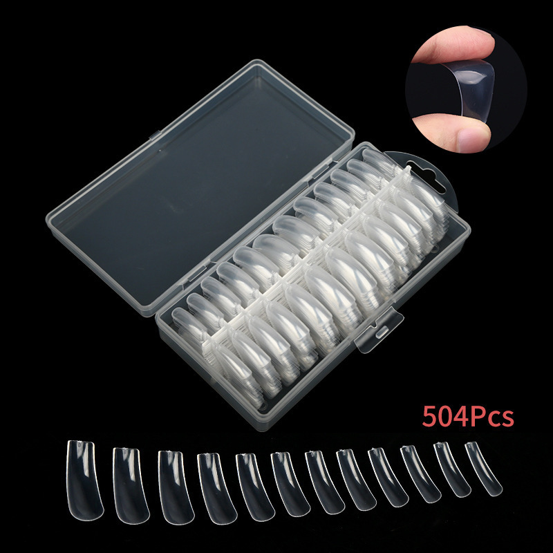 Nail nail 500 boxed transparent thin crease-free nail flat T curved false nail patch wholesale