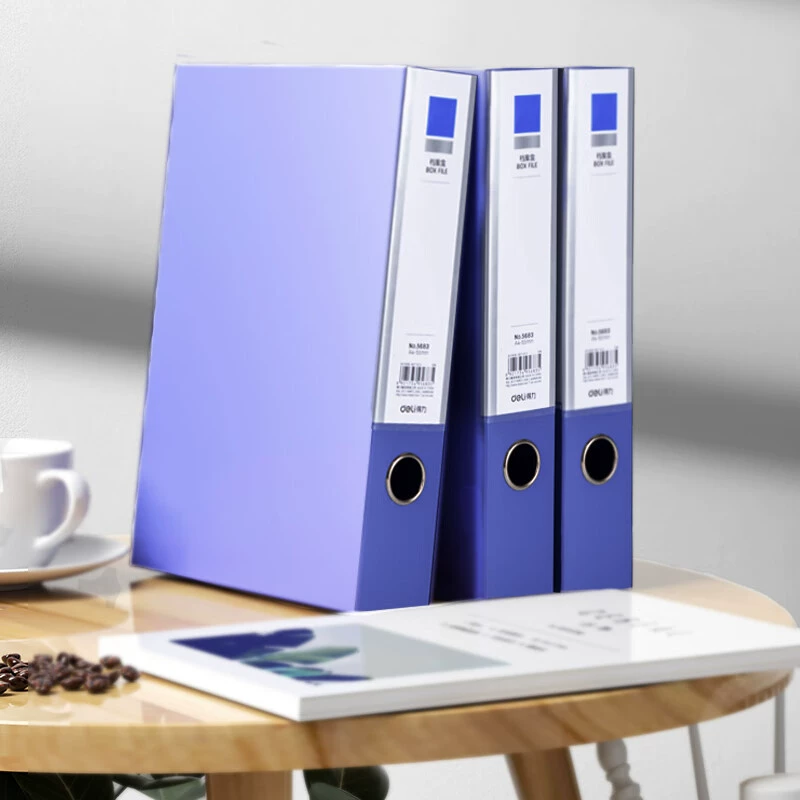 得力 5683 File Box File Box 55mmA4 Storage Box Blue Plastic File Box Voucher Box