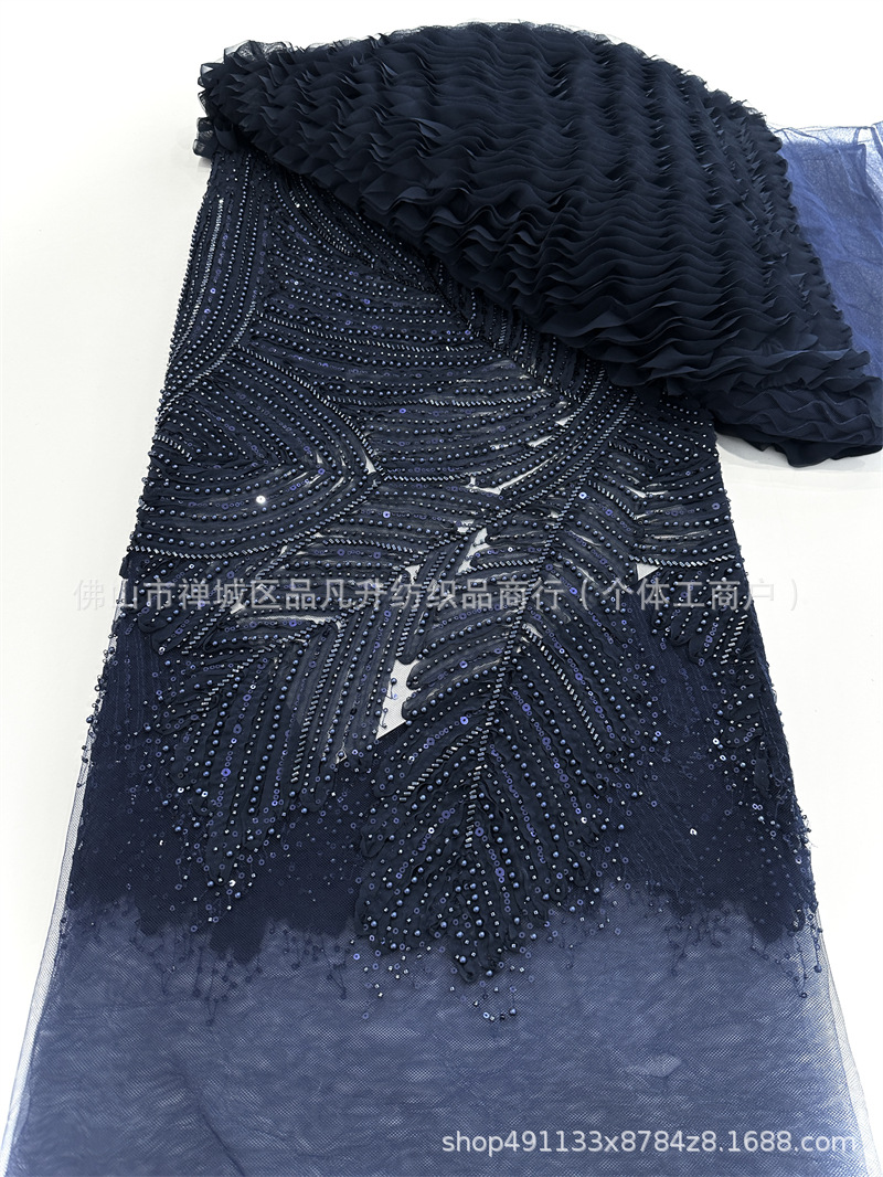 Nuevo fabricante de ondas en stock telas bordadas de alta fijación vestido de boda vestido de tela de moda image 17