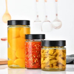 Wholesale Straight-Tube Glass Pickle Jars with Tall, Round Lids — Ideal for Honey, Kitchen Staples, Five-Grain Storage, and Chili Sauce