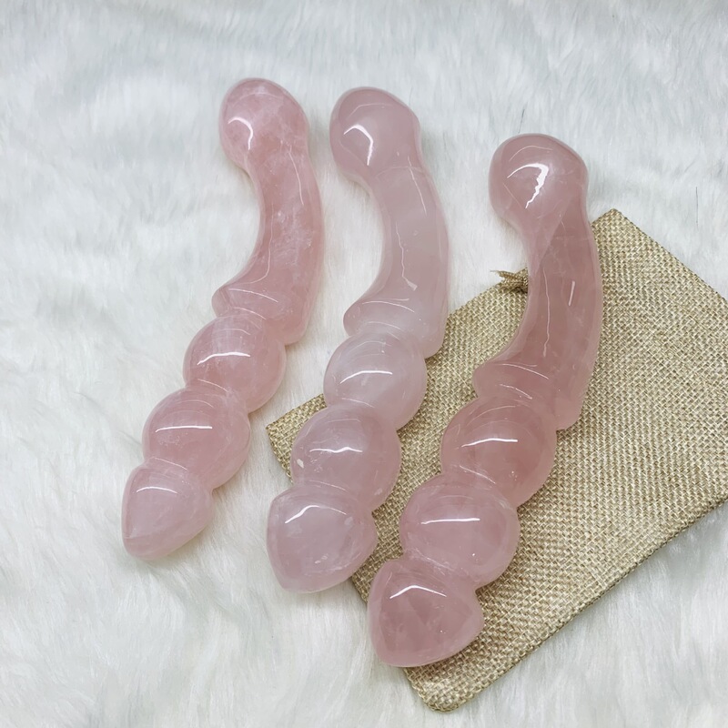 天然水晶粉晶原石雕刻打磨 水晶按摩棒 图 14
