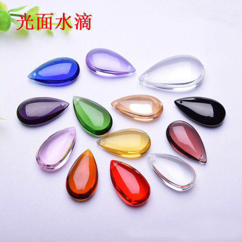 38mm transparent color glossy water drop beads lighting DIY jewelry crystal glass loose beads bead curtain door curtain pendant