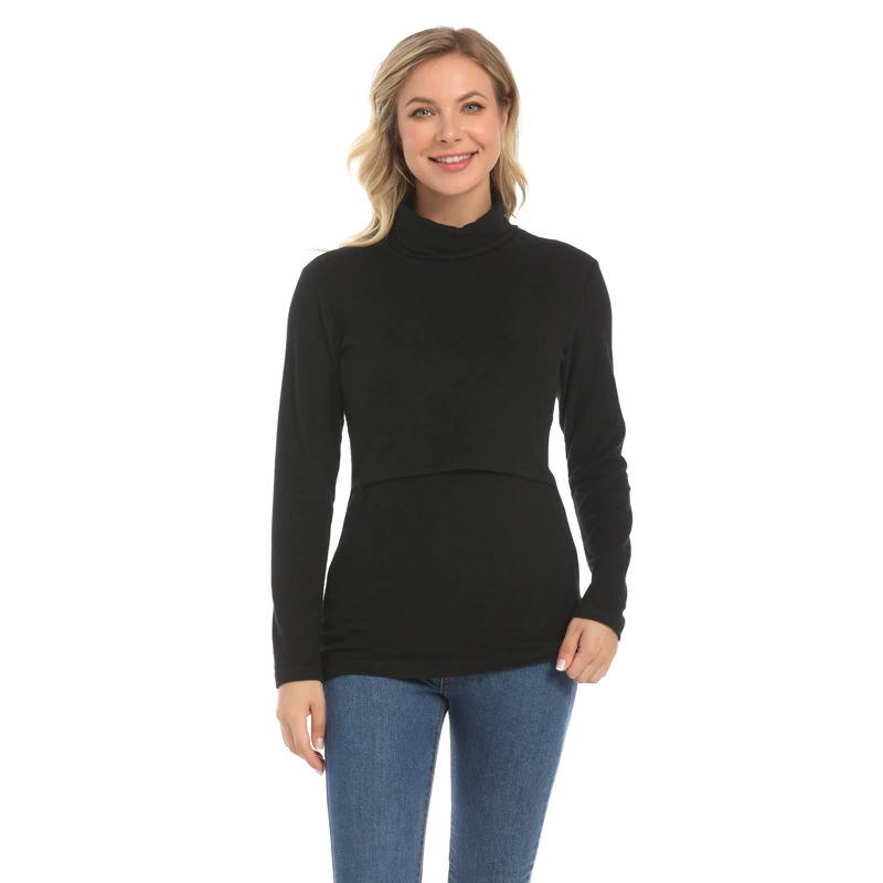 2025 winter pregnant women winter base shirt warm turtlenecks on the 2025 trendy mother breastfeeding jacket stretch slim pregnant women top