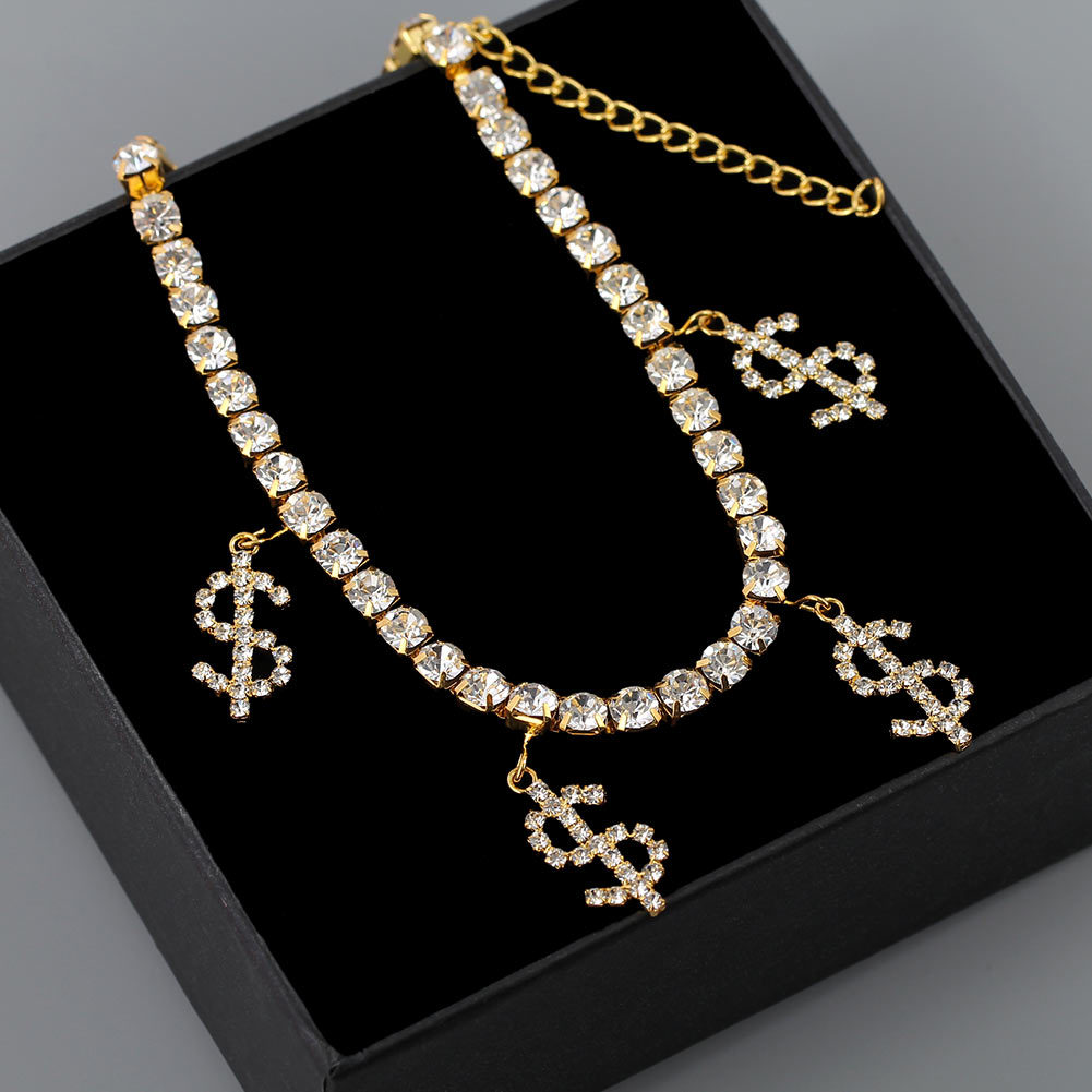 Simple Style Dollar Alloy Inlay Rhinestones Womenu0027S Anklet 1 Piece