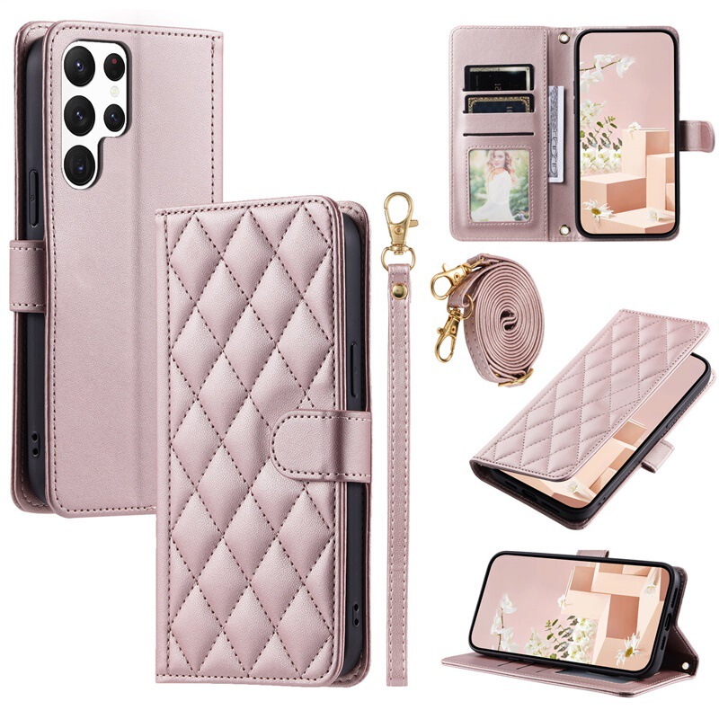 Suitable for Samsung S25Ultra Mobile Phone Leather Case Xiaoxiangfeng A17/A16 Card Flip Cover Diagonal S25Fe