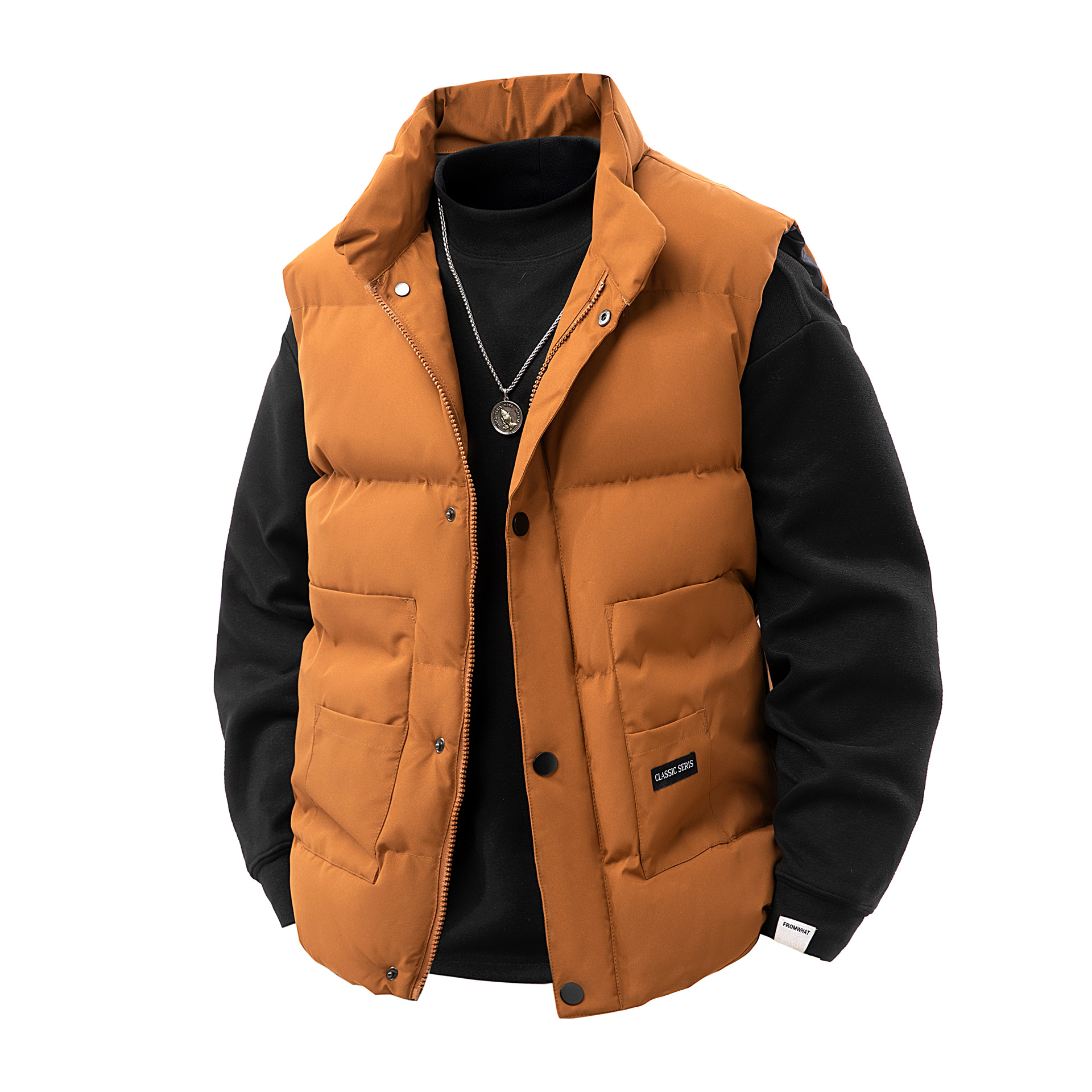 Transfronterizos otoño y invierno masculino chaleco de algodón de pluma estilo coreano de tendencia de hombros de invierno masculino suelto de tamaño grande abrazadera de abrigo grueso image 12