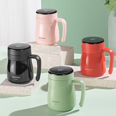 尚泰316ステンレス保温カップ知能温顕事務泡茶カップシンプル携帯取っ手マグカップ