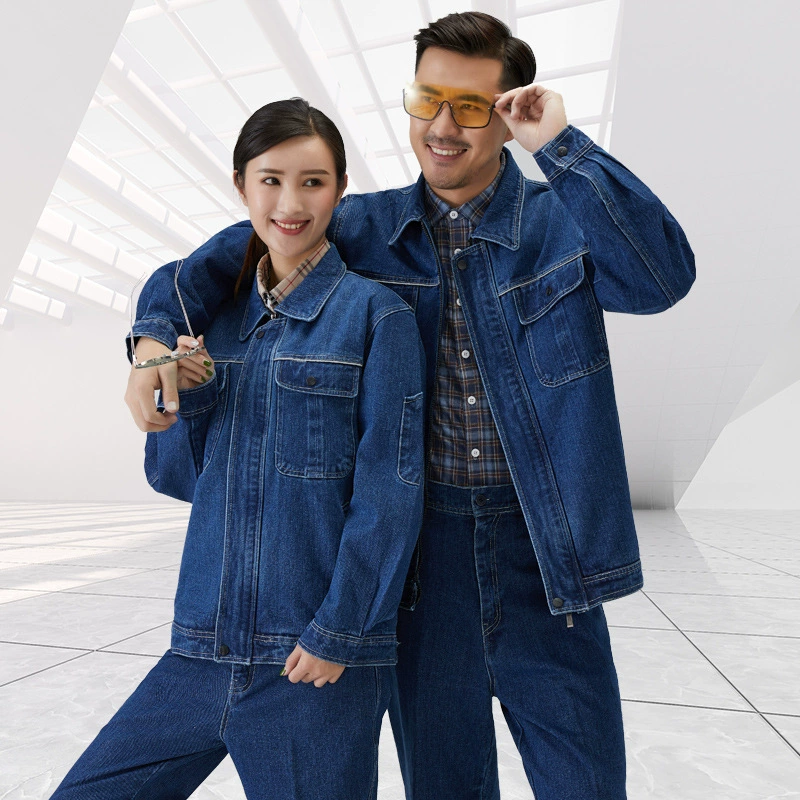 Сварочная рабочая одежда, мужской джинсовый костюм с длинными рукавами для сварщика, строительная площадка, охрана труда, утолщенная рабочая одежда, заводская одежда, осенне-зимняя одежда по индивидуальному заказу