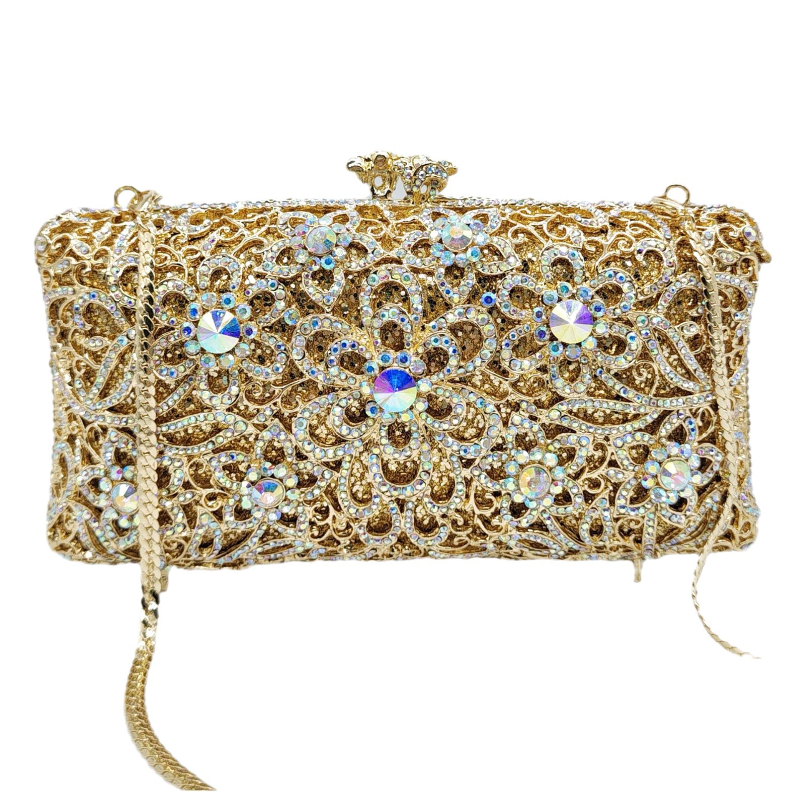 * Bolsa de cena de diamante de aleación transfronteriza bolsa de cristal de diamante pesado bolsa de mano de mujer bolsa de piedra de Rin