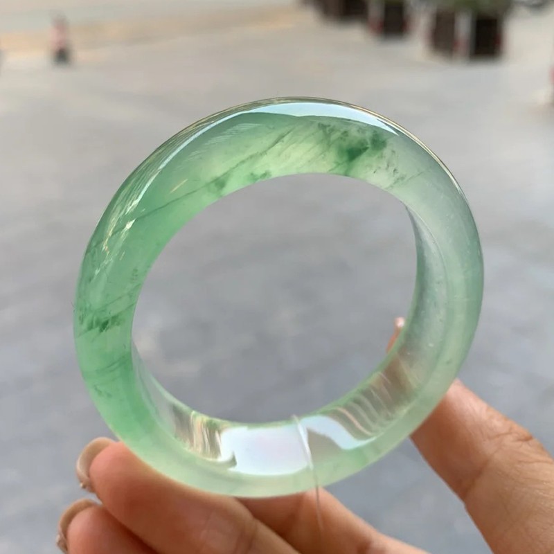 Dabīga Birmas A tipa nefrīta rokassprādze nefrīta aproce_voghion.com