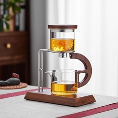 聖系堂ガラス怠け者自動茶器オフィスパーマ防止胡桃木沖茶器茶水分離磁気吸引セット
