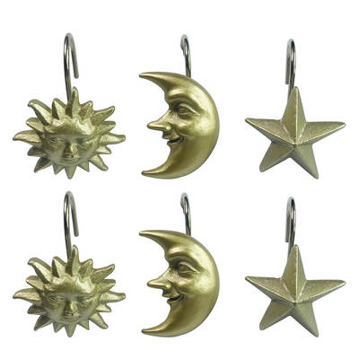 Sun Moon Star Shower curtain hook/Sun Moon resin shower curtain hook star/bathroom shower curtain hook