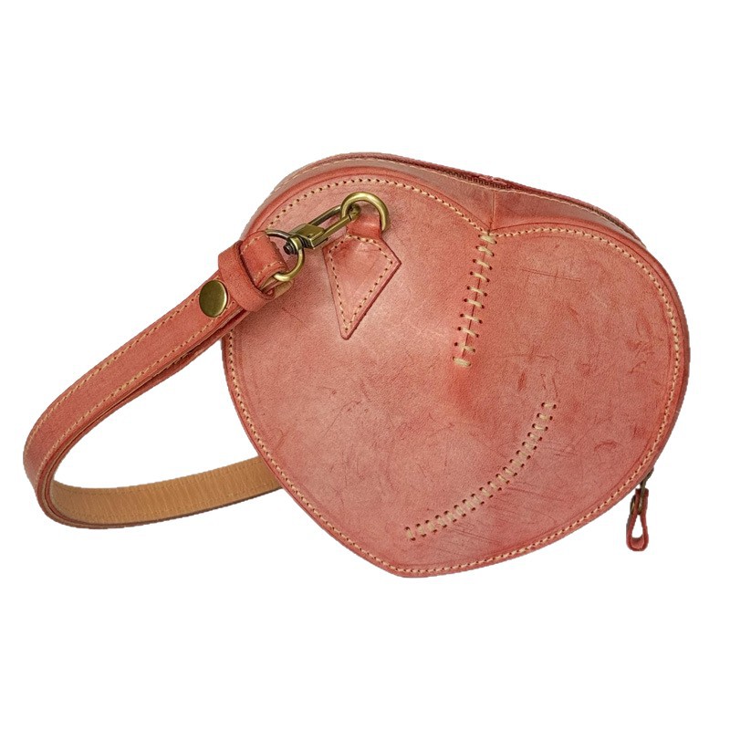 PiTao Heart Whale Song Original Design New Foggy Wax Cowhide Heart-Shaped Bag Handbag Underarm Crossbody Bag Sweet Girl's Purse - Thumbnail 5