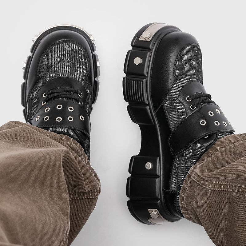 ShoeVault Cleanfit Dickbesohlte Derbys für Herren, Plateauschuhe aus Leder im britischen Stil mit Nischen-Schaumsohle, lässiger koreanischer Stil_voghion.com