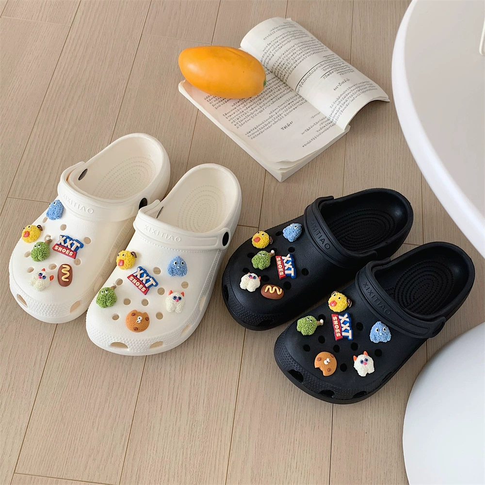 Модный милый мультяшный монстр, удобный наряд, женские пляжные сандалии, мягкая подошва, Уличная обувь с дырками на носке, лето