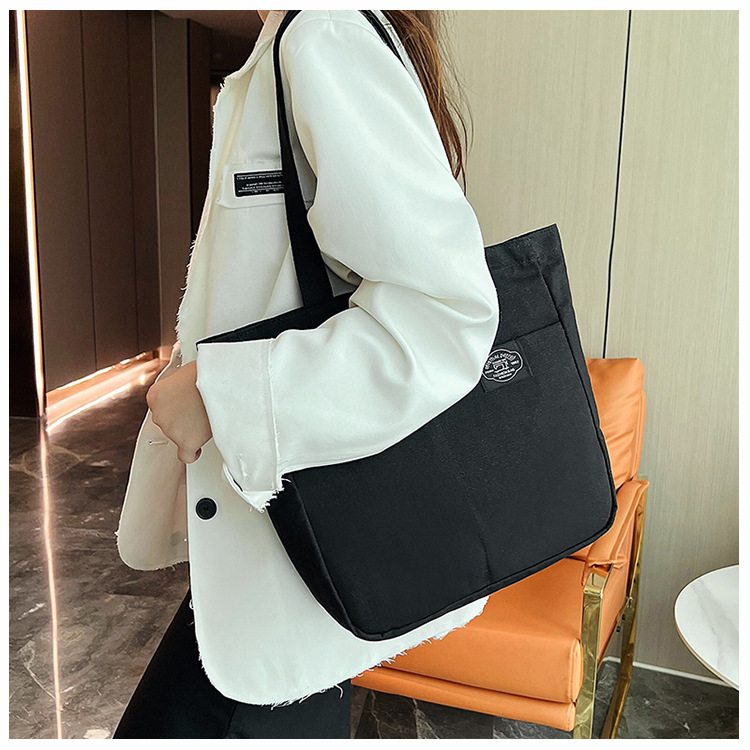 Title 8, Borsa a mano in tela stile preppy da donna, tin...