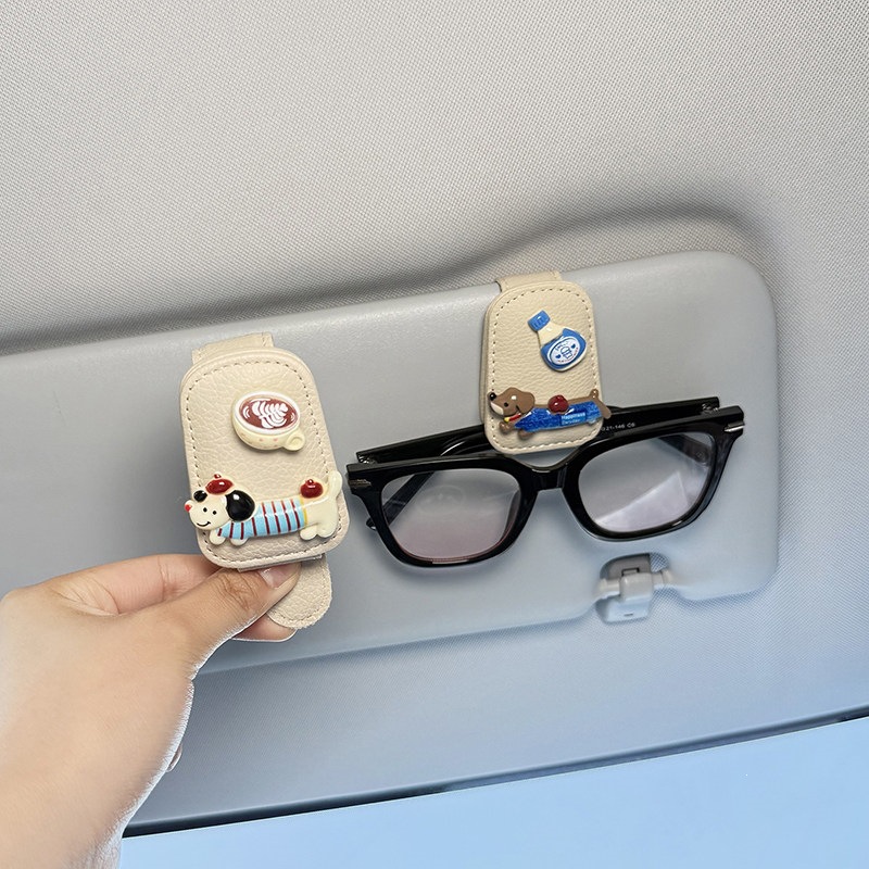 2026 New Car-Mounted Glasses Clip, In-Car Sunglasses Storage Clip, Sun Visor Glasses Holder, Cute Dachshund Dog Design