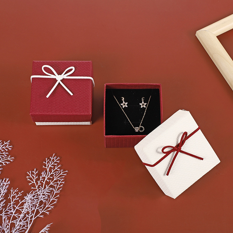 首饰盒定作情人节礼品盒饰品包装盒蝴蝶结高档项链盒子现货批发