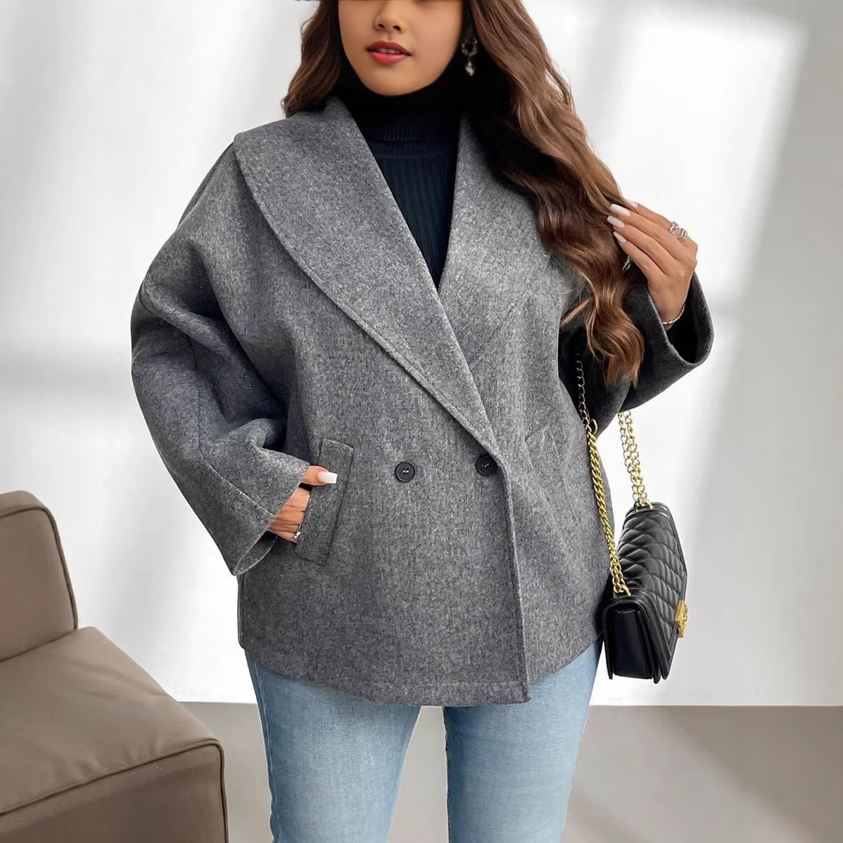 2026 Fall/Winter Woolen Coat Fashion Temperament Versatile Jacket Commuter Long Top Wholesale_ecoleips.com