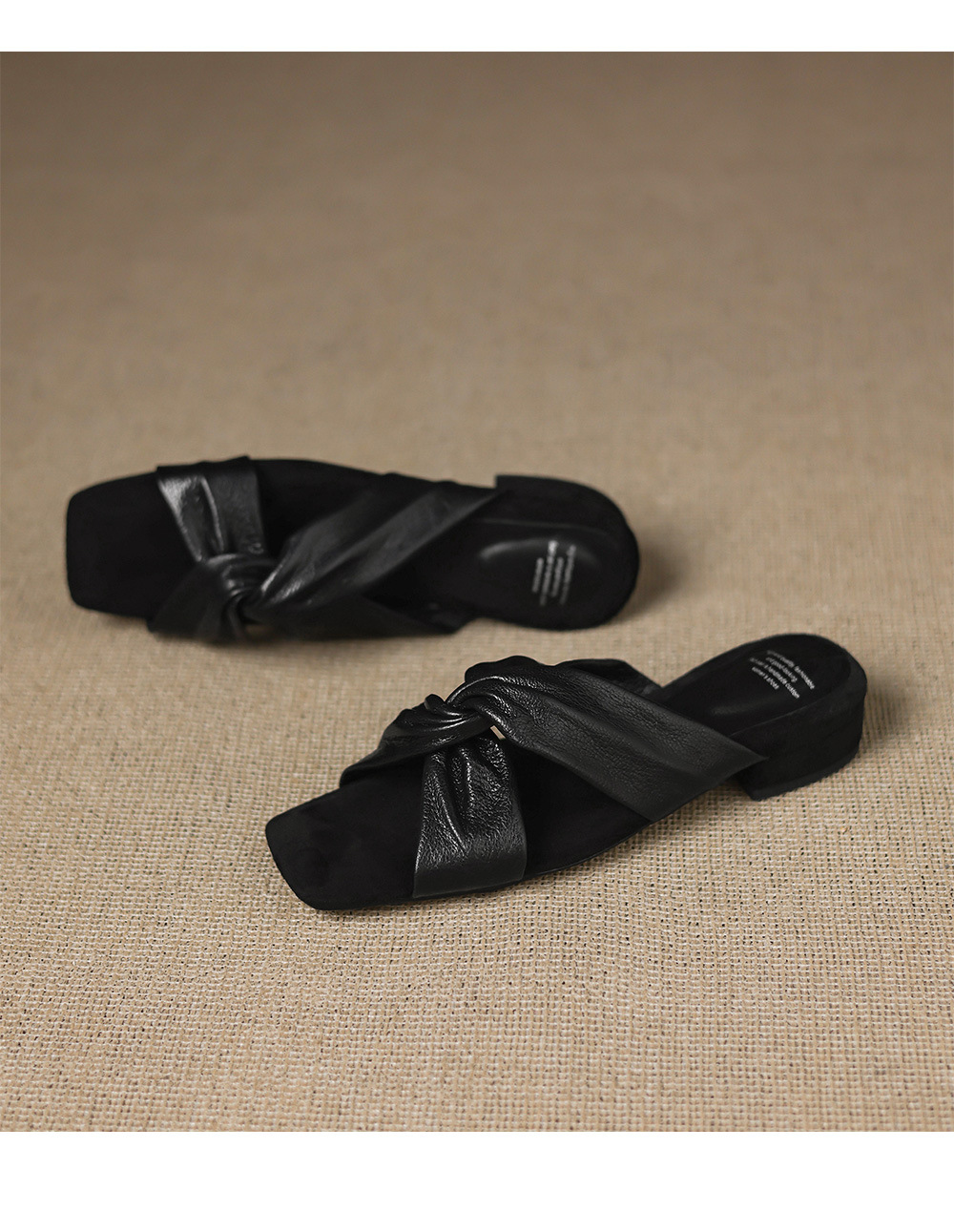 Dép sandal nữ quai chéo hở mũi chất liệu da cừu phong cách đơn giản — màu nâu chi tiết 22
