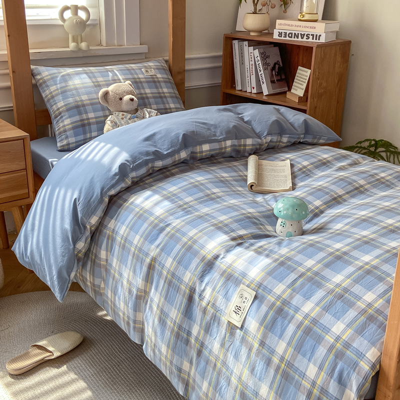 2025 nueva cama de dormitorio de algodón de tres piezas, cama de dormitorio de algodón para estudiantes, funda de edredón individual, funda de cama, funda de edredón