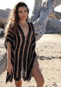 product - wholesale Crochet Knitted Hand Crocheting Beach Cover-up Sexy Hollow Out Cutout Deep V Plunge Plunge Vacation Sun Protection Shirt Beach Cover Up - 12