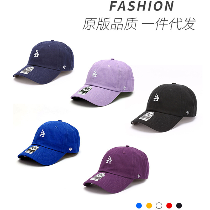 New 47Brand Soft-Top Small Logo La Baseball Cap Spring/Summer Multi-Color Ny Adjustable Trendy Brand Unisex Baseball Cap