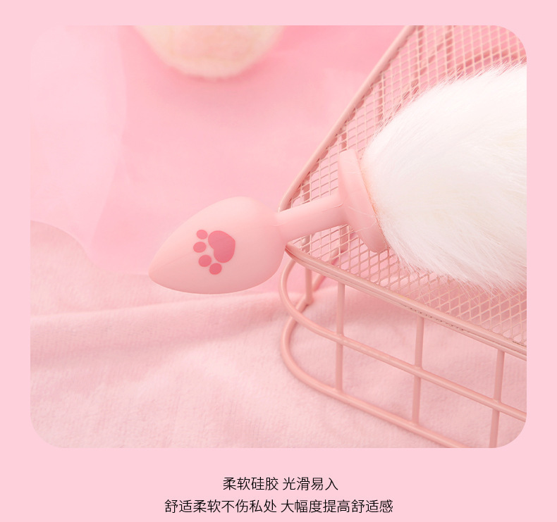 Fox Tail Silicone Anal Plug in Pink for Adult Couples — detail image 14