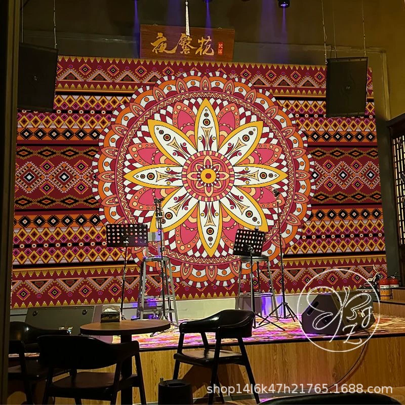 Народная таверна висит ткань Bohemian этнический стиль декоративная ткань бар стена атмосфера сцена фоновая подвесная ткань