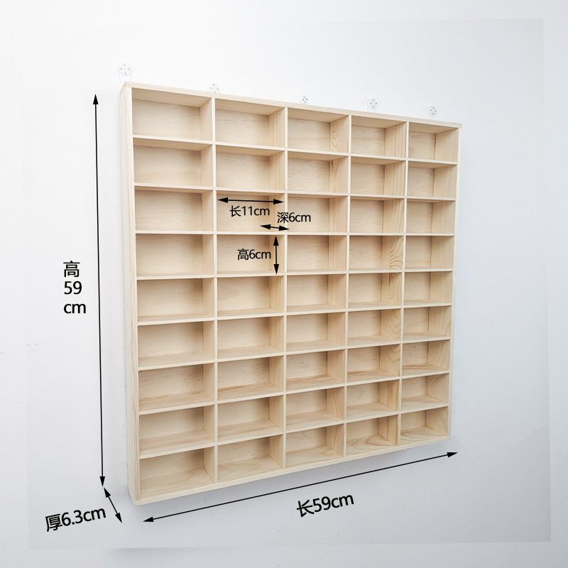 实木多格小汽车收纳墙上玩具置物架多层车模1:64多美卡展示架车|undefined